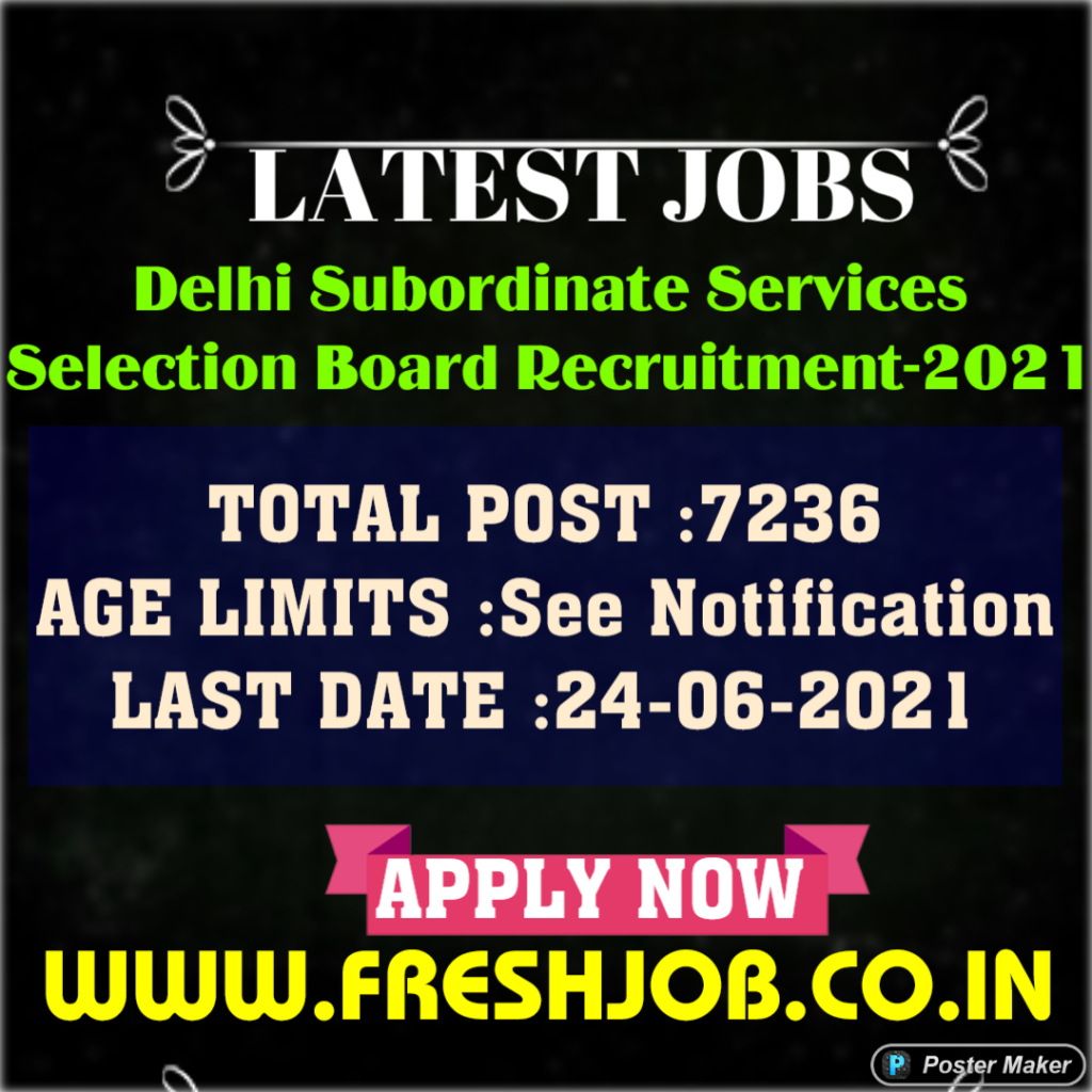 7236 TGT / PGT Government Jobs in DSSSB | Delhi Govt Jobs-2021