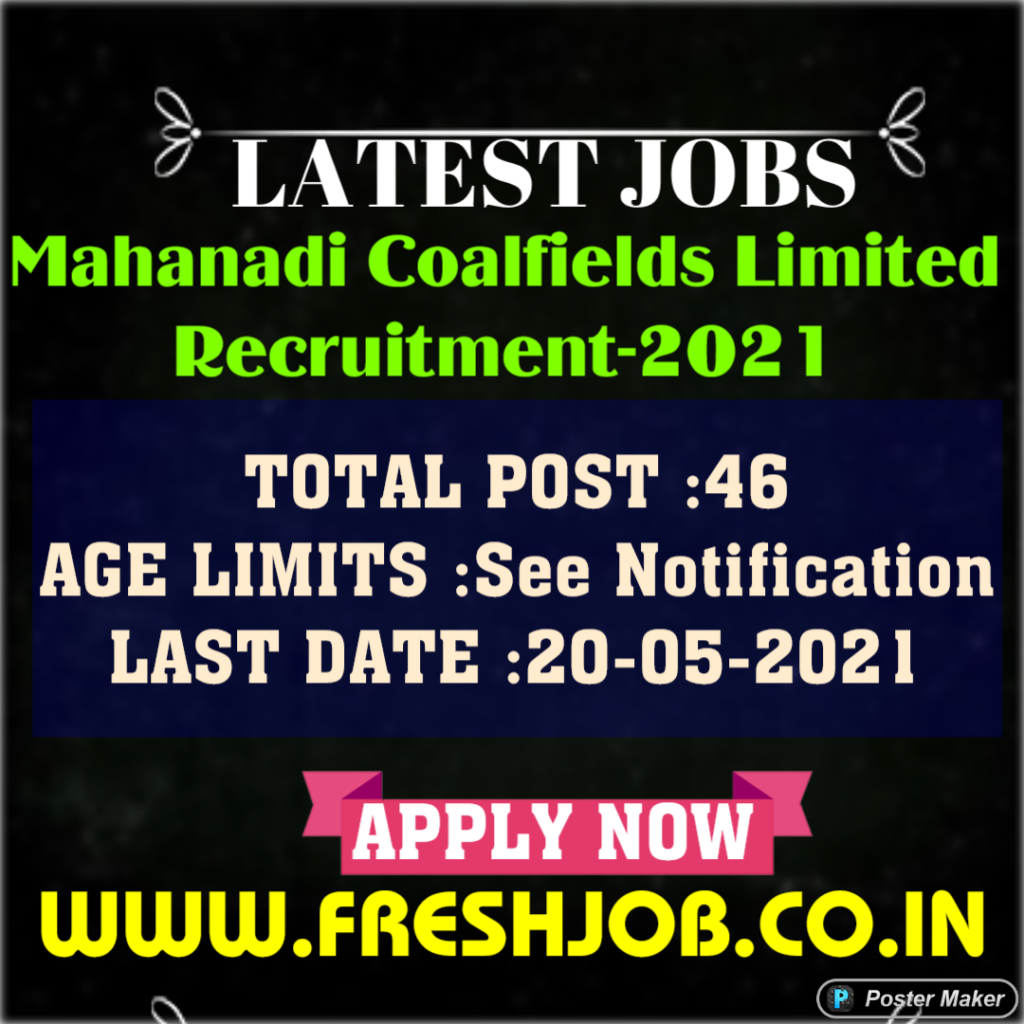 Government Jobs Open In MCL | Recruitment in Mahanadi Coalfields Limited